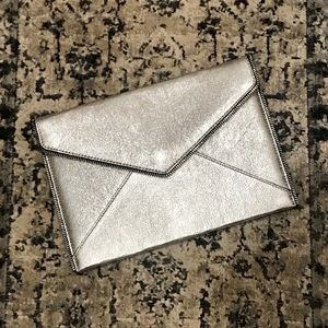 *NWOT* Rebecca Minkoff Silver Metallic Leo Clutch